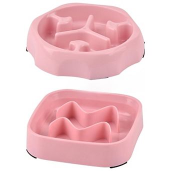 2 Pack Slow Feeder Bowls - Small Breed, Pink Silicone, Slow Down Eating Speed