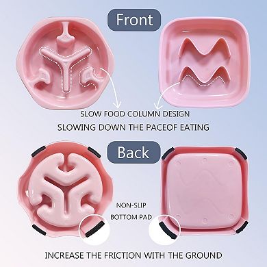 2 Pack Slow Feeder Bowls - Small Breed, Pink Silicone, Slow Down Eating Speed