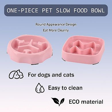 2 Pack Slow Feeder Bowls - Small Breed, Pink Silicone, Slow Down Eating Speed