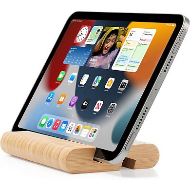 Bamboo Cell Phone Stand Wooden Tablet Stand, Phone Holder Desk Tablet Holder Mobile Stand