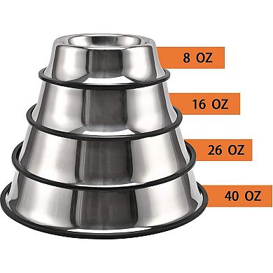 2Packs Stainless Steel Dog Bowl with Anti-Skid Rubber Base for Small/Medium/Large Pet (26oz)