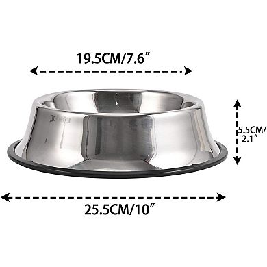 2Packs Stainless Steel Dog Bowl with Anti-Skid Rubber Base for Small/Medium/Large Pet (26oz)