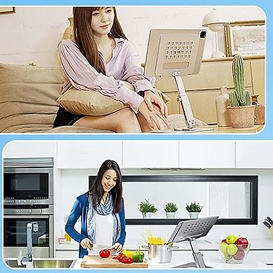 Adjustable Tablet Stand, Foldable Holder for iPad 10.2-12.9”, Phones 4-13”, Anti-Slip