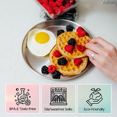 Children's Stainless Steel 4 pcs Plate Set, Matte Finish, Toxin Free, BPA Free