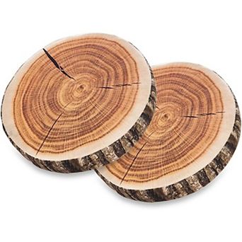 2 pc Decorative Round Throw Pillow, 3D Digital Print Comfortable Kids Funny Cute Wood Pillow