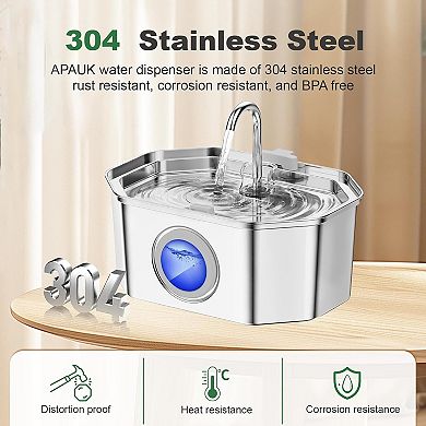 Cat Water Fountain Stainless Steel 108oz/3.2L, Automatic Pet Fountain