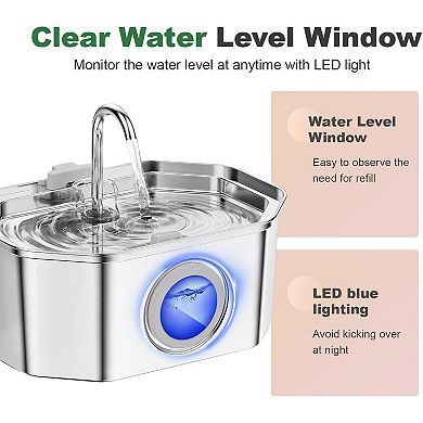 Cat Water Fountain Stainless Steel 108oz/3.2L, Automatic Pet Fountain
