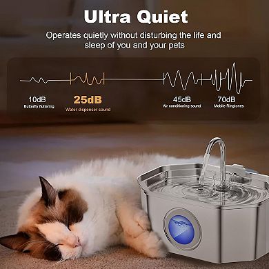 Cat Water Fountain Stainless Steel 108oz/3.2L, Automatic Pet Fountain