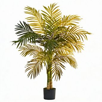 4ft Golden Cane Palm Artificial Tree with Polyester Blend