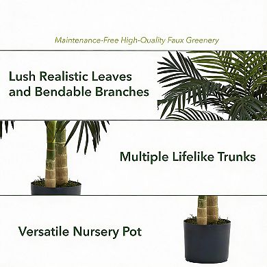 4ft Golden Cane Palm Artificial Tree with Polyester Blend