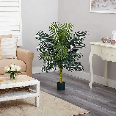 4ft Golden Cane Palm Artificial Tree with Polyester Blend