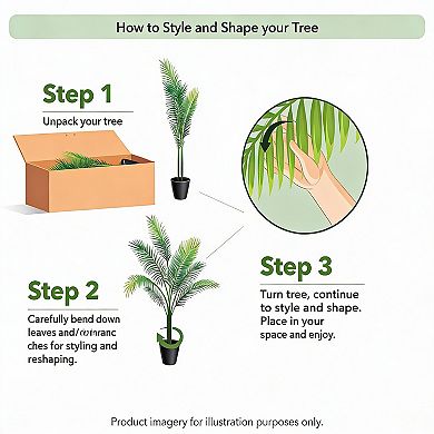 4ft Golden Cane Palm Artificial Tree with Polyester Blend