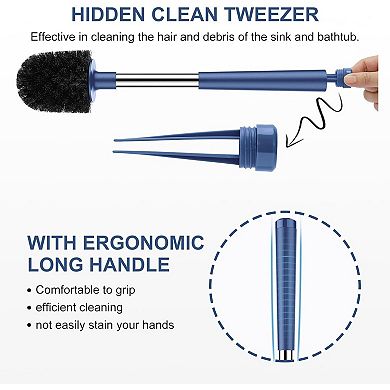 Toilet Brush and Holder, Self Closing Lid Toilet Bowl Brushes Holder