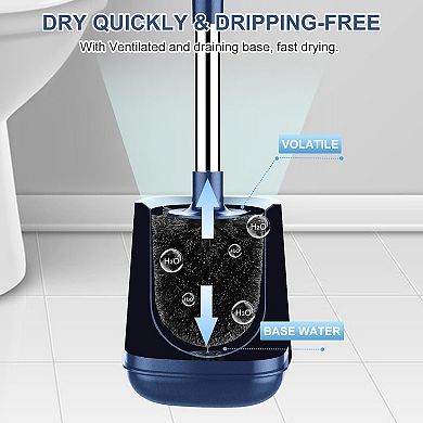 Toilet Brush and Holder, Self Closing Lid Toilet Bowl Brushes Holder