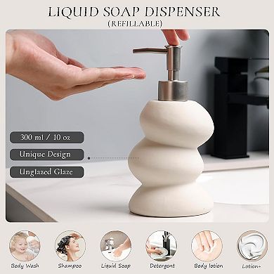 Bathroom Ceramic Accessory Set 5PCS, Irregular Shape, Home Apartment Minimalist Decor