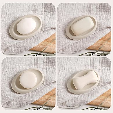 Bathroom Ceramic Accessory Set 5PCS, Irregular Shape, Home Apartment Minimalist Decor