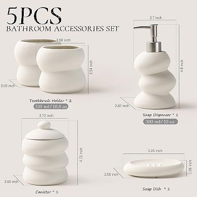 Bathroom Ceramic Accessory Set 5PCS, Irregular Shape, Home Apartment Minimalist Decor