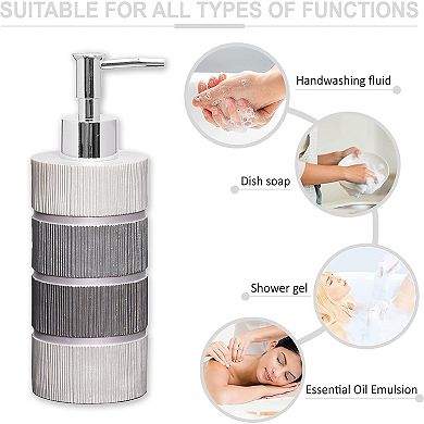 4pc Modern Bathroom Accessories Set, Luxury Contemporary Grey Decor Unique Design