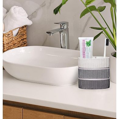 4pc Modern Bathroom Accessories Set, Luxury Contemporary Grey Decor Unique Design