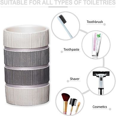 4pc Modern Bathroom Accessories Set, Luxury Contemporary Grey Decor Unique Design