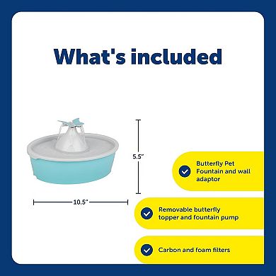 Butterfly Cat Water Fountain with Pump Filters,50 Oz Capacity,Keep Water Clean