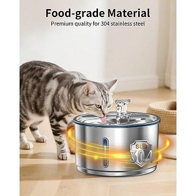 Stainless Steel Cat Water Fountain, 1Gallon/135oz Automatic Pet Drinking Fountain