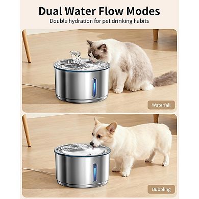 Stainless Steel Cat Water Fountain, 1Gallon/135oz Automatic Pet Drinking Fountain