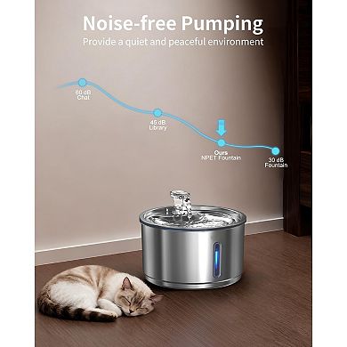 Stainless Steel Cat Water Fountain, 1Gallon/135oz Automatic Pet Drinking Fountain
