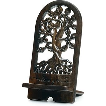Tree of Life Phone Stand, “I Love You” , Vintage Desk Docking Station for Smartphone