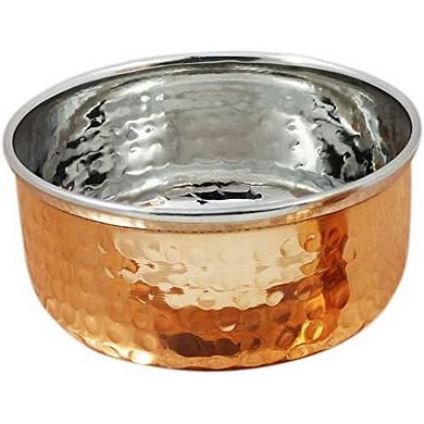 Stainless Steel Copper Traditional Dinner Set Of Thali Plate, Bowls, Glass And Spoon, 13''