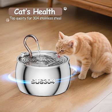 Water Fountain Stainless Steel,2.5L/84oz Gooseneck Kitty Cat Fountain for Drinking Spout