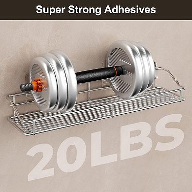 Bathroom Shelf Organizer Shower Caddy Storage Kitchen Rack, Traceless Transparent Adhesive