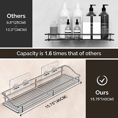 Bathroom Shelf Organizer Shower Caddy Storage Kitchen Rack, Traceless Transparent Adhesive
