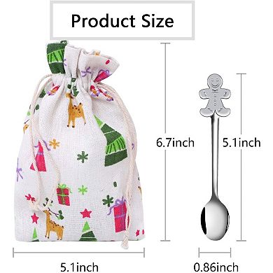 16 Pack Christmas Mini Spoons Set Stainless Steel Spoon for Coffee Tea Soup Sugar Dessert