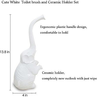 Toilet Brush and Holder Set, Modern Ceramic Style, Cute, Non-Scratch, Space-Saving