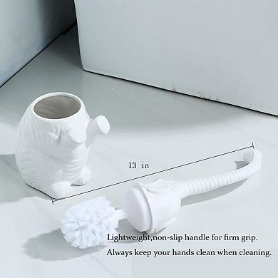 Toilet Brush and Holder Set, Modern Ceramic Style, Cute, Non-Scratch, Space-Saving
