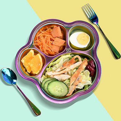 Stainless Steel Dinner Set - Plate Spoon&Fork, Cat-paw shape, Toxin Free, BPA Free