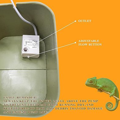 Reptile Water Bowl with Filtration System, Lizard Drinking Fountain