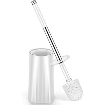 Toilet Brush and Holder, Stainless Handle, Hard Bristles, Drip-Proof, Easy to Assemble