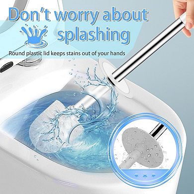 Toilet Brush and Holder, Stainless Handle, Hard Bristles, Drip-Proof, Easy to Assemble
