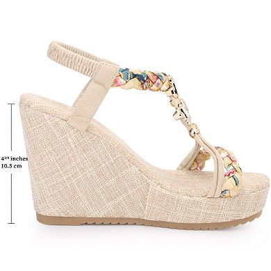 Women's Bohemia Pull on Platform Wedge Heel Sandals