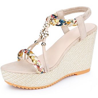 Women's Bohemia Pull on Platform Wedge Heel Sandals