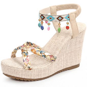 Women's Bohemia Pull on Platform Wedge Heel Sandals