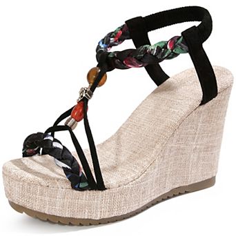 Women's Bohemia Pull on Platform Wedge Heel Sandals
