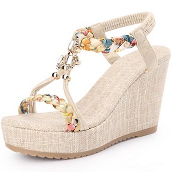 Women's Bohemia Pull on Platform Wedge Heel Sandals