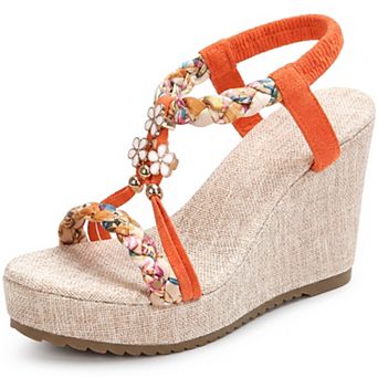 Women's Bohemia Pull on Platform Wedge Heel Sandals