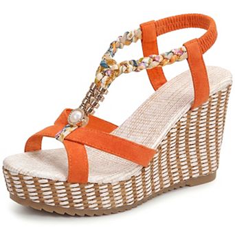 Women's Bohemia Pull on Platform Wedge Heel Sandals