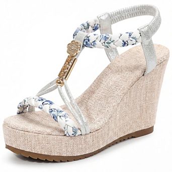 Women's Bohemia Pull on Platform Wedge Heel Sandals
