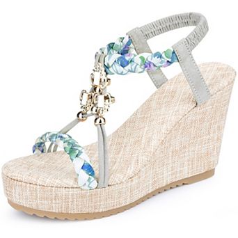 Women's Bohemia Pull on Platform Wedge Heel Sandals