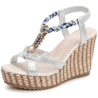 Women's Bohemia Pull on Platform Wedge Heel Sandals